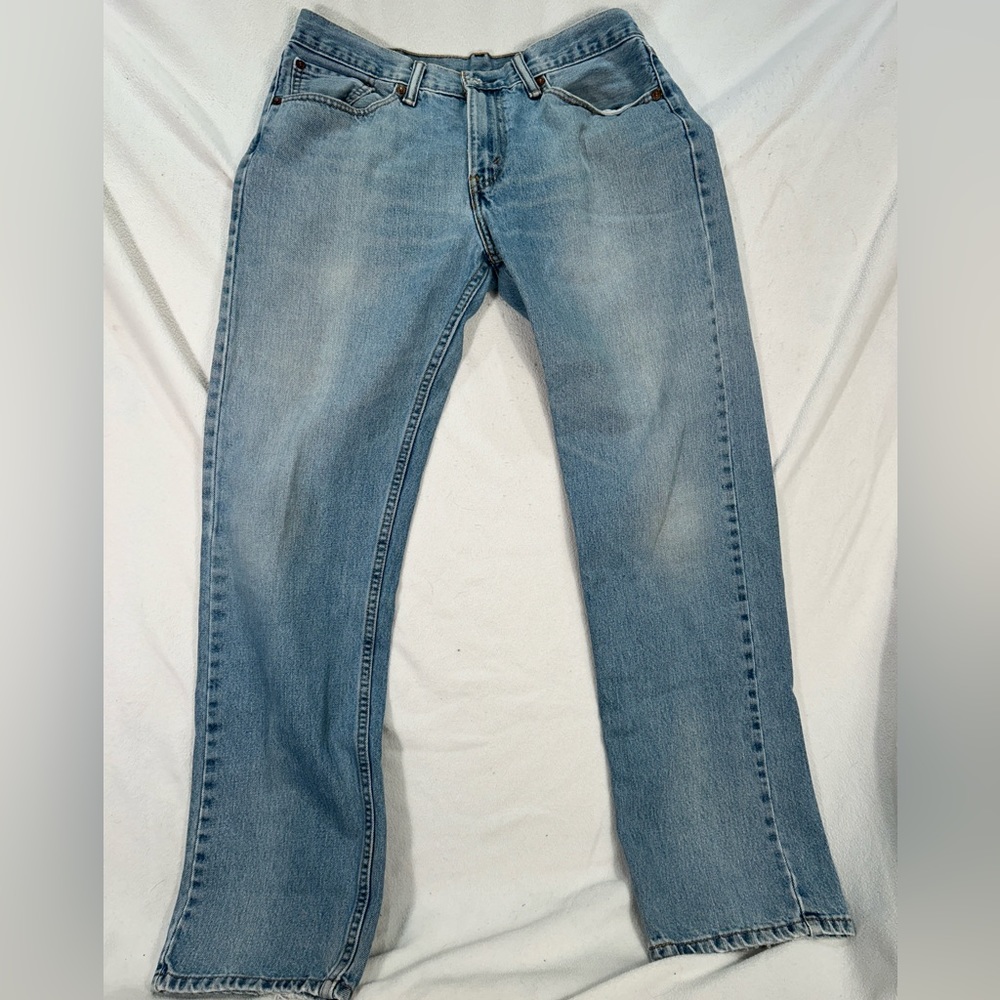 Levis 505 Regular Fit Denim Blue Jeans Mens 32x32 Red Tab Straight Leg